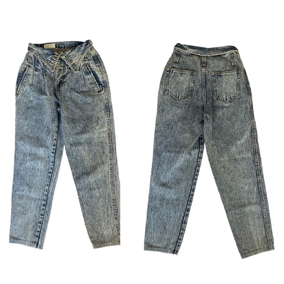 RIO by Stephen Mardon Vintage 80s Fold-over Waist Acid Wash Jeans Size 5 - Picture 1 of 14